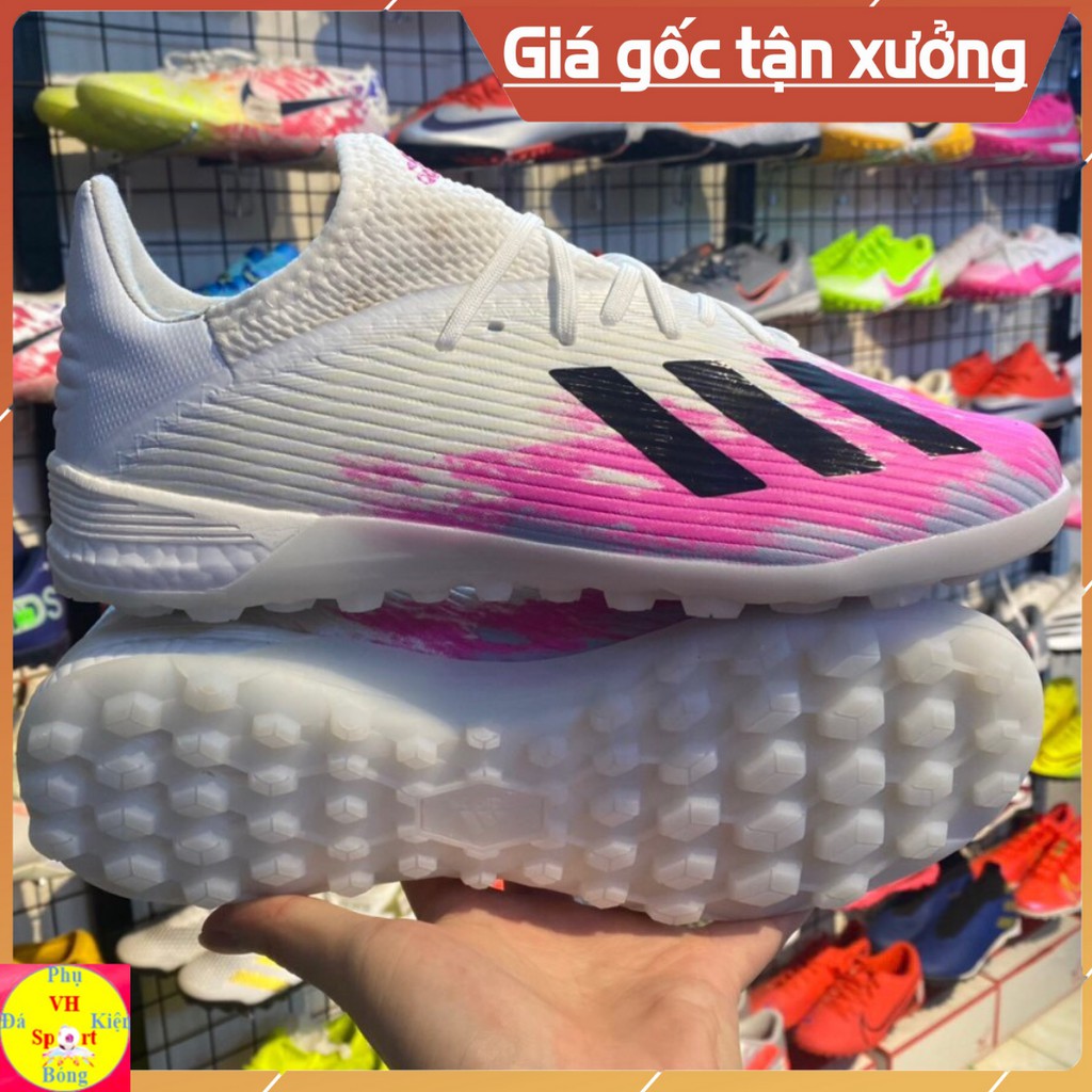 [TẶNG POSTER] Giày đá bóng sân cỏ nhân tạo cao cấp giá rẻ Adidas X 19.1 Hồng Trắng TF