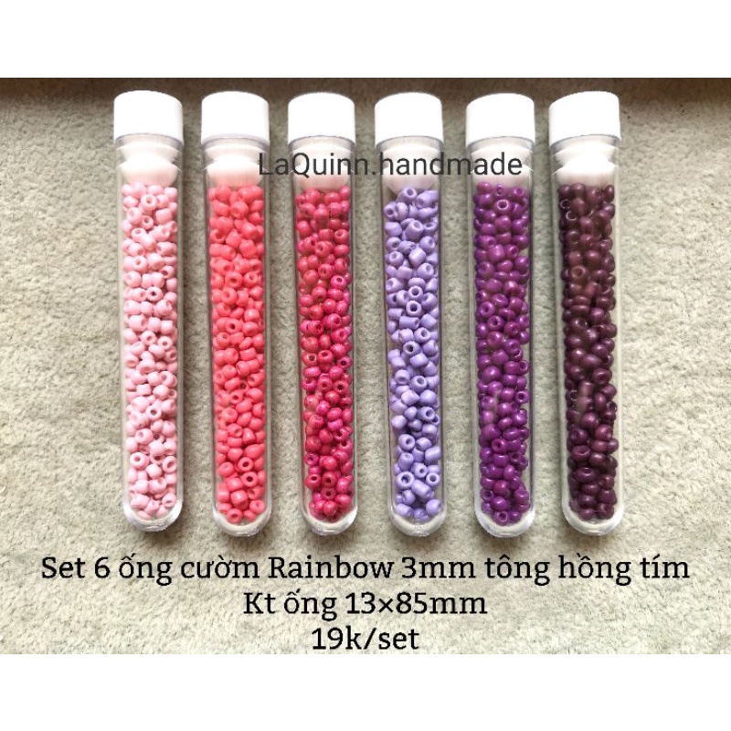Set 6 ống hạt cườm theo tông màu tuyệt đẹp - nguyên liệu handmade