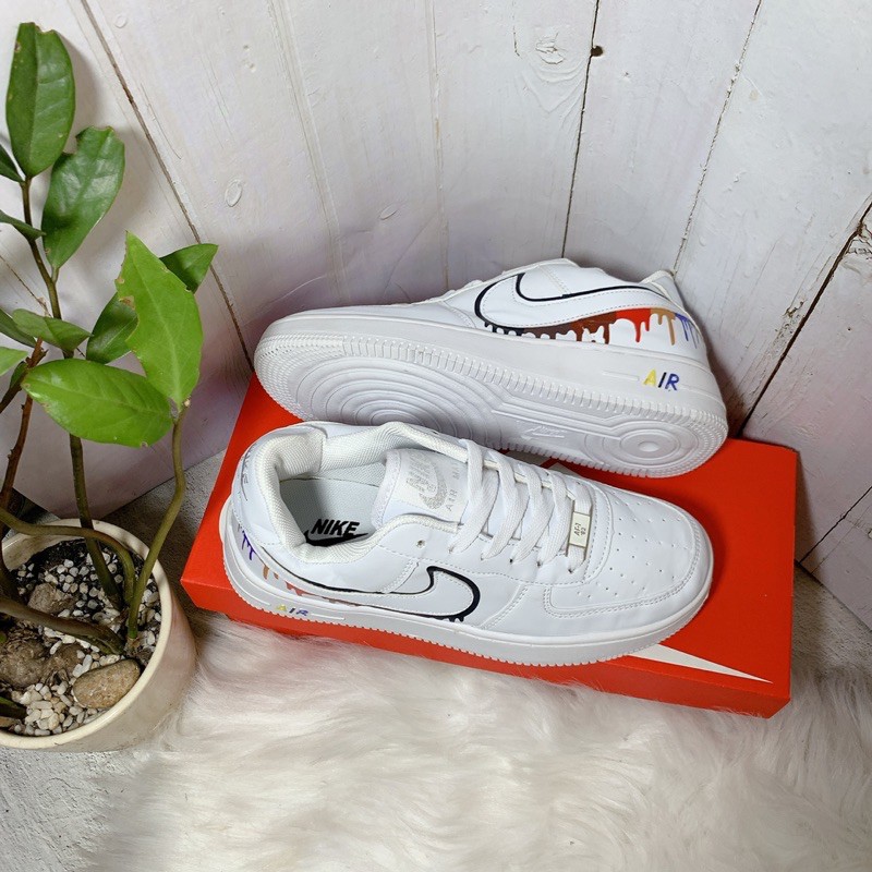 Giày thể thao trắng custom chảy màu nam nữ tặng box | BigBuy360 - bigbuy360.vn