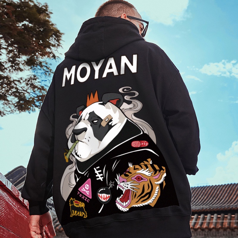 Áo hoodie IELGY dành cho nam thiết dáng rộng in hình hoạt hình thời trang