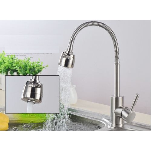 Vòi chén lạnh dẻo inox304, đầu chỉnh nước lớn. BH 1năm