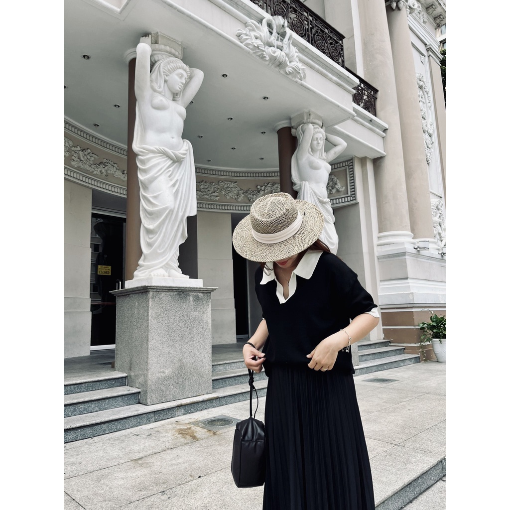 (HÀNG SẴN - ẢNH THẬT) Áo thun cổ Polo tay ngắn màu đen, Áo form rộng đủ size từ 45kg - 70kg