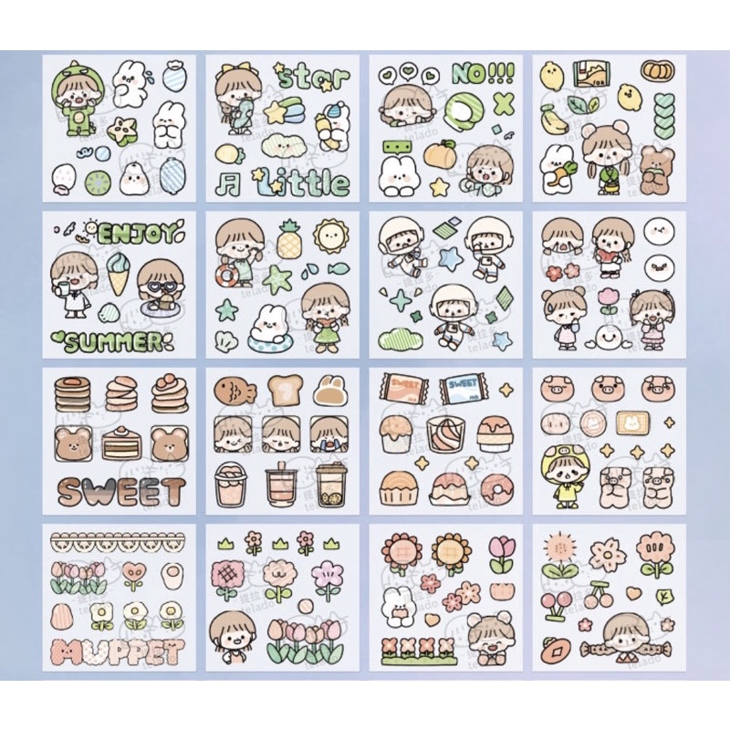 -Sticker cute/Set 10 tấm hình dán dễ thương Butter Rabbit Holiday trang trí sổ bullet journal Tẻn Tẻn