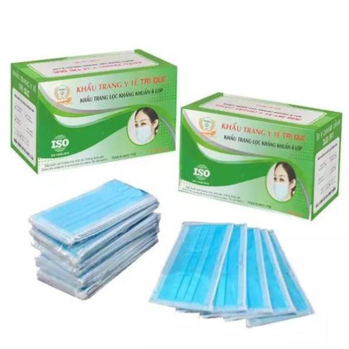 Khẩu trang hộp 50 cái y tế 4 lớp kháng khuẩn an toàn sử dụng + Dễ thở, cản lực khí thấp