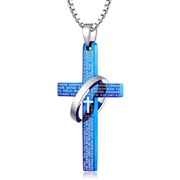 Vòng cổ Mặt Nhẫn Bằng Thép Không Gỉ Mặt Thánh Giá Phong Cách Nhật Hàn Cá Tính