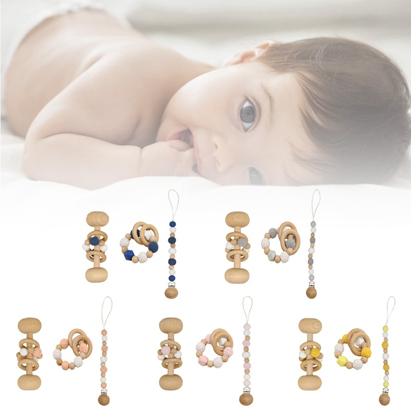 1 Set Vòng Đeo Tay Đồ Chơi Kẹp Núm Vú Giả Ngậm Nướu Cho Bé