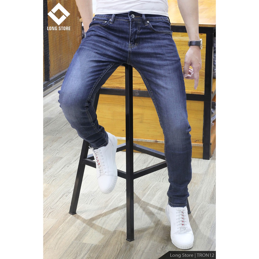 Quần jean nam trơn màu xanh than ✅FREESHIP✅ Quần bò nam dáng ôm SLIMFIT skinny co giãn cao cấp - Tron12