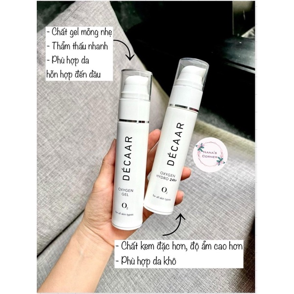 Kem Dưỡng Da Décaar Oxygen Gel & Oxygen Hydro 24hr