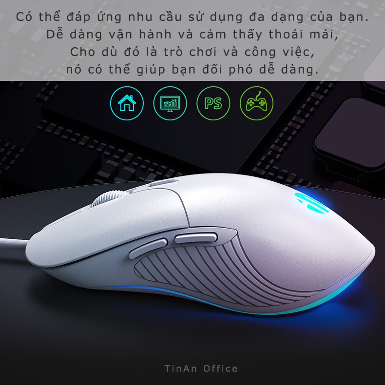 [Silent Click, RGB Breathing Light] Chuột Máy Tính Có Dây Inphic PB1P, LED, Sử Dụng Chơi Game, Văn Phòng