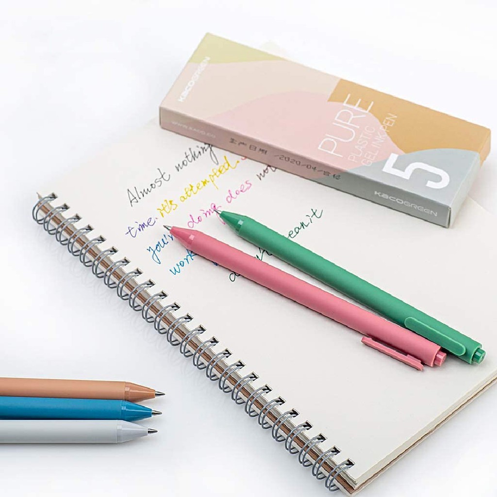 Bộ 5 bút gel KACO PURE Plastic Gel Ink Pen  mực nhiều màu cao cấp chính hãng - Minh Tín Shop