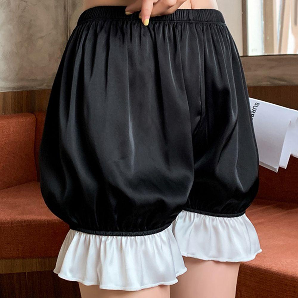 Quần Short An Toàn Lưng Thun Co Giãn Phối Bèo Phong Cách Lolita Quyến Rũ Cho Nữ
