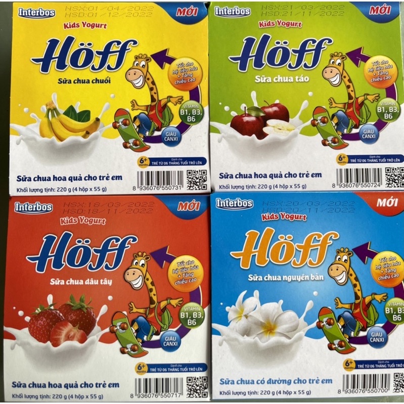Sữa Chua Hoa Quả Cho Trẻ Em Hoff Đủ Vị 220g Vỉ 4Hộp (Dành Cho trẻ 6 Tháng Tuổi trở lên)