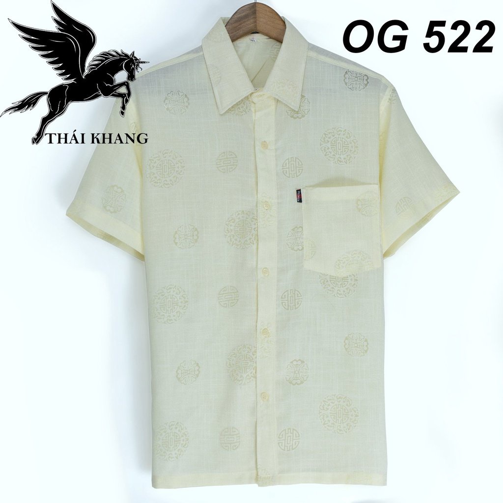 Áo sơ mi nam trung niên ngắn tay vải xô đũi chất vải mềm mát loại áo sơ mi in họa tiết đẹp ADUI12