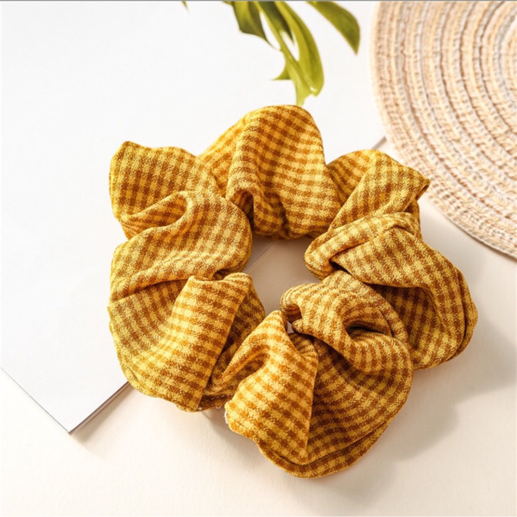 [Follow giảm ngay 10%][Giá Giảm Sốc] Dây Cột Tóc Vải Scrunchies Kẻ Caro Cực Đẹp