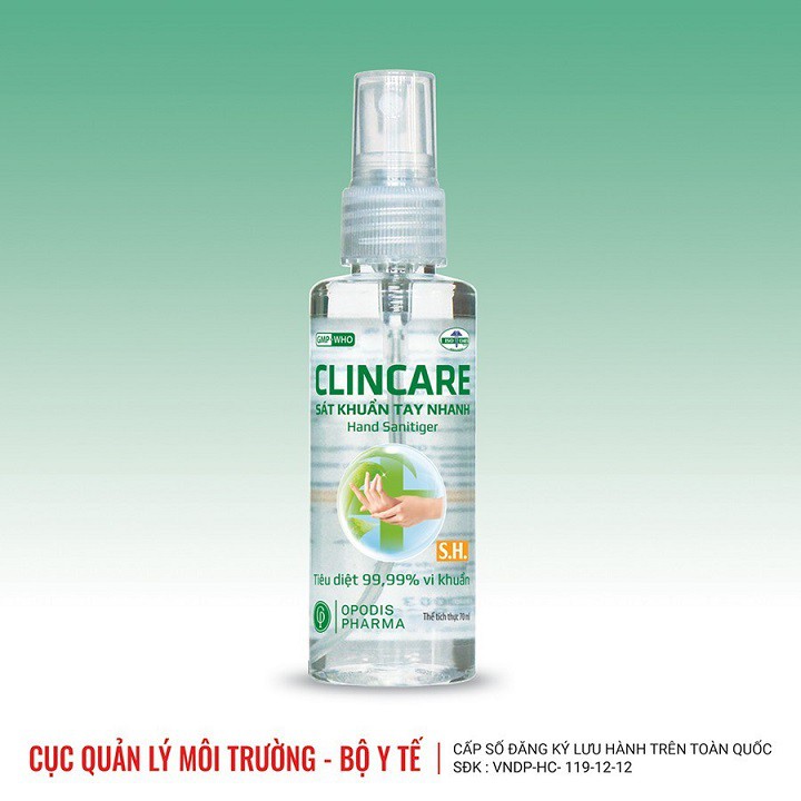 Nước rửa tay sát khuẩn nhanh Clincare 70ml | BigBuy360 - bigbuy360.vn