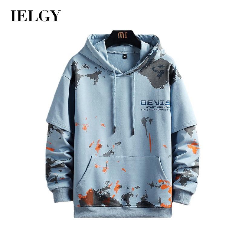 Áo hoodie IELGY chui đầu dáng rộng in họa tiết tay dài thời trang cho nam