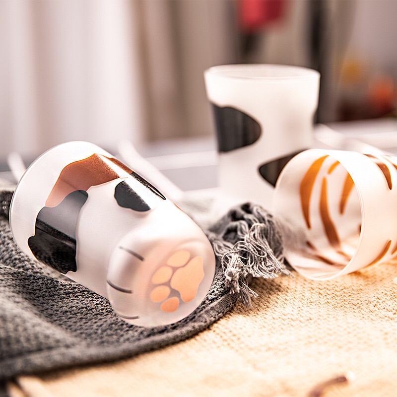 Cốc Ly Thuỷ Tinh Hình Chân Mèo Dễ Thương