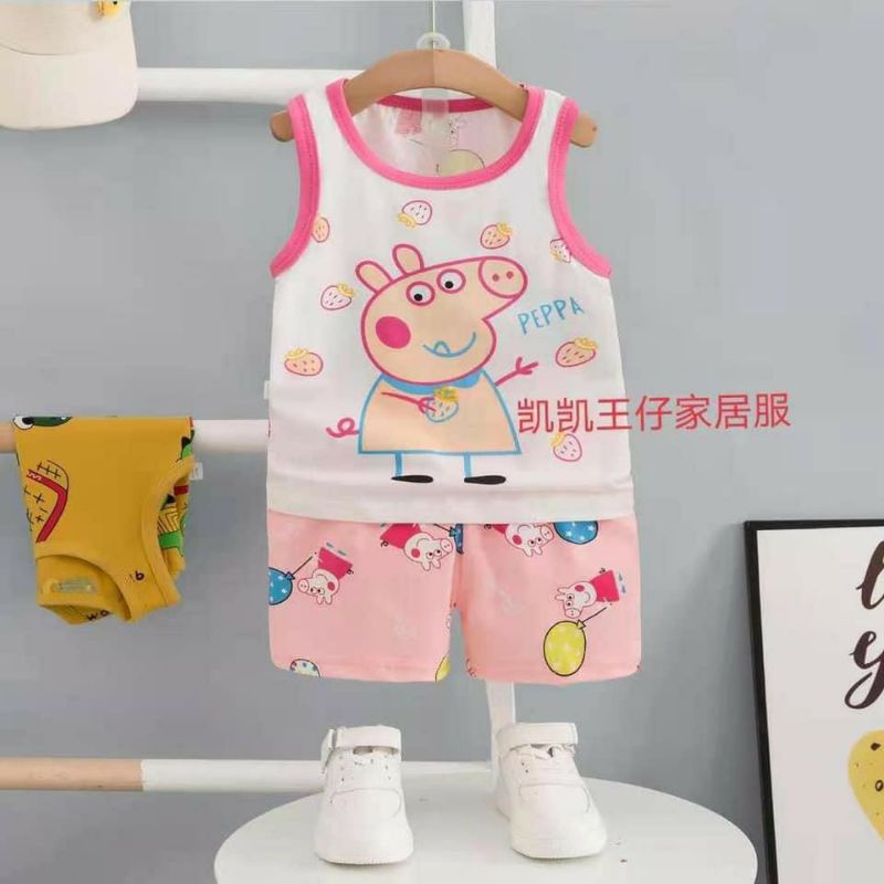 Đồ bộ Quảng Châu KaiKai- Bộ ba lỗ Cotton Xuất Hàn cho bé gái 4-6 tuổi