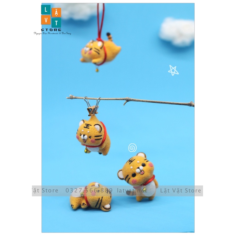 [TẾT 2022]Bộ len chọc Hổ Tiểu Học - Kit len chọc tết Nhâm Dần 2022 - Needle felting Tiger - Có hướng dẫn, làm móc khoá