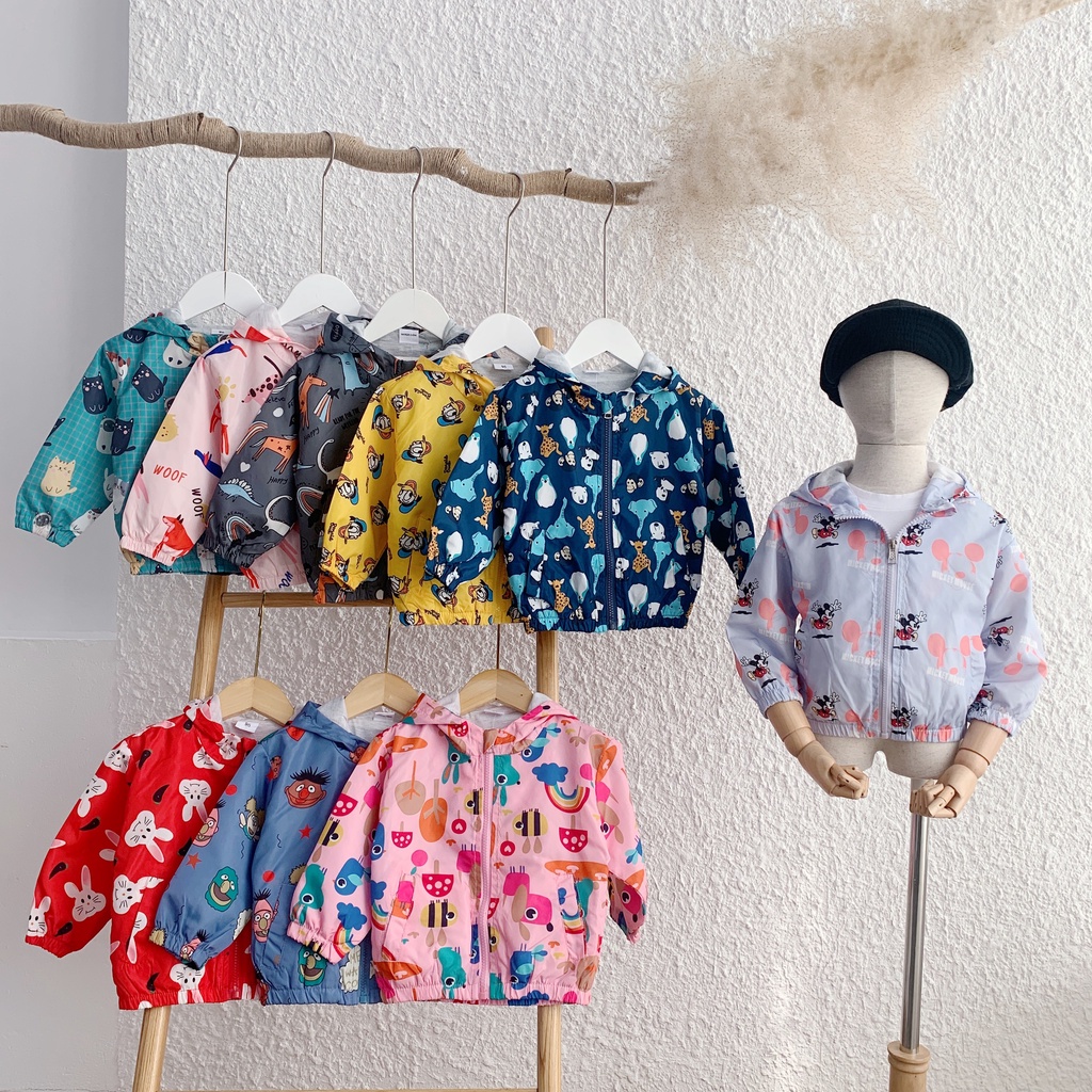 Áo khoác gió unisex quảng châu, áo gió hàng hai lớp lót cotton đẹp cho bé