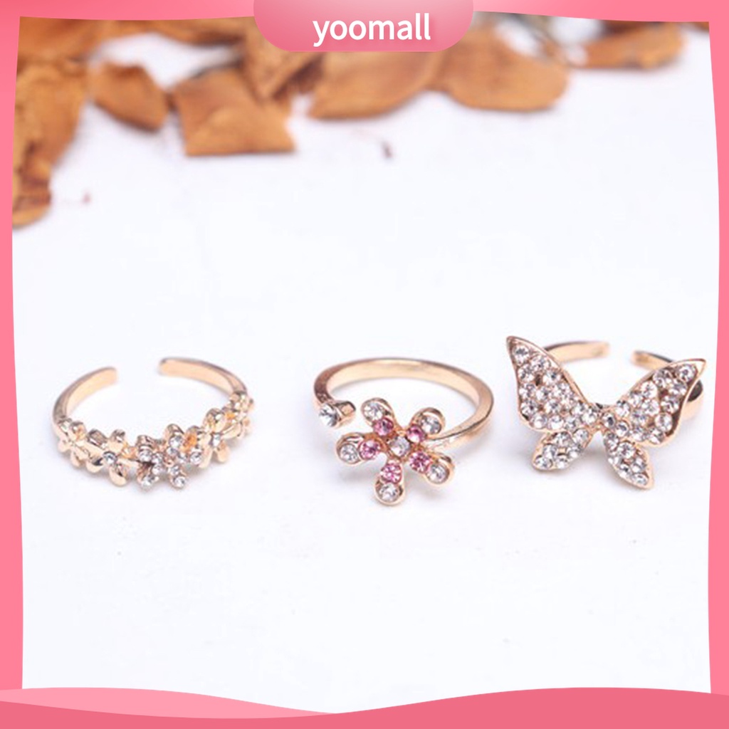 Yomall♡ Nhẫn Hợp Kim Hình Bướm Lấp Lánh Chống Rỉ Sét Cho Nữ