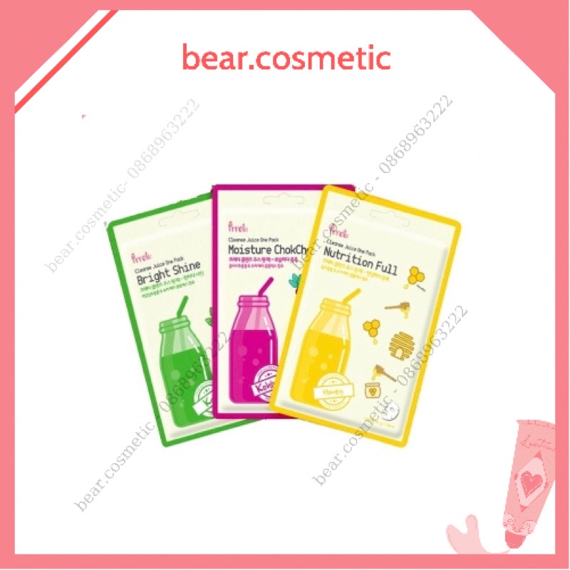 [bear.cosmetics]Mặt nạ giấy prreti: cleanse juice one pack