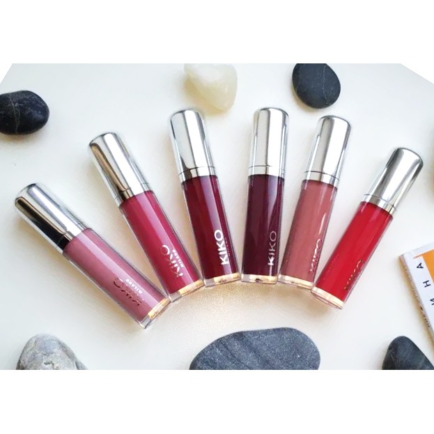 Son bóng - Son kem Kiko Latex Shine Lip Lacquer  sẳn các màu hồng, cam đỏ, đỏ vang