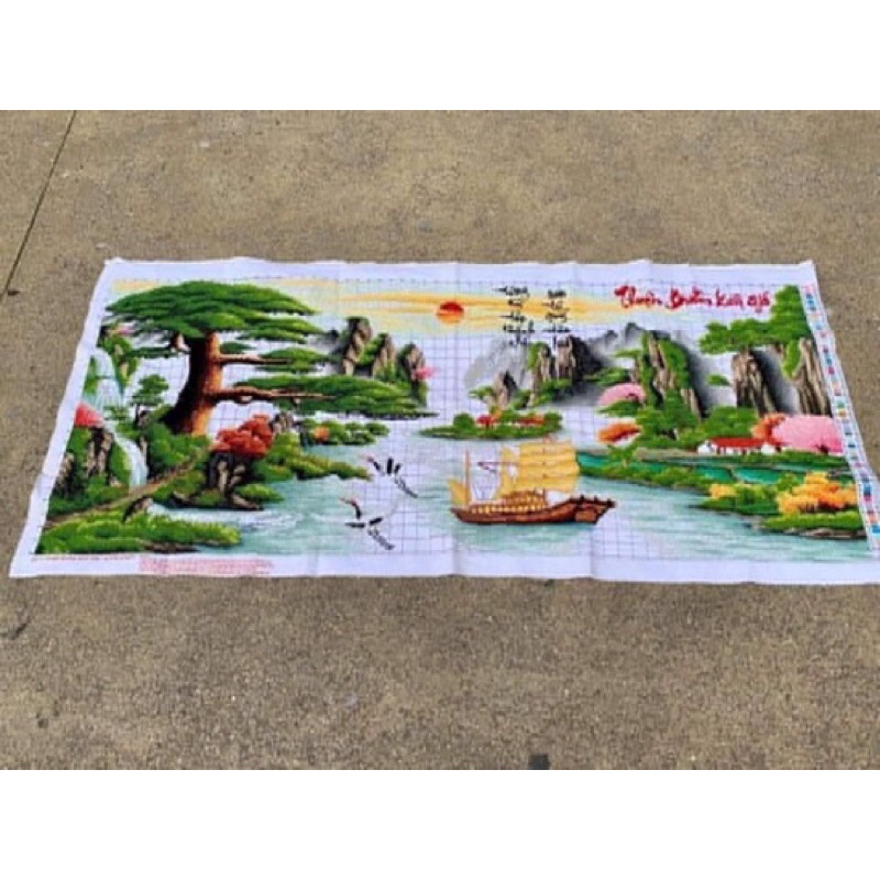 tranh thêu thuận buồm xuôi gió 189x92cm mã sp f283