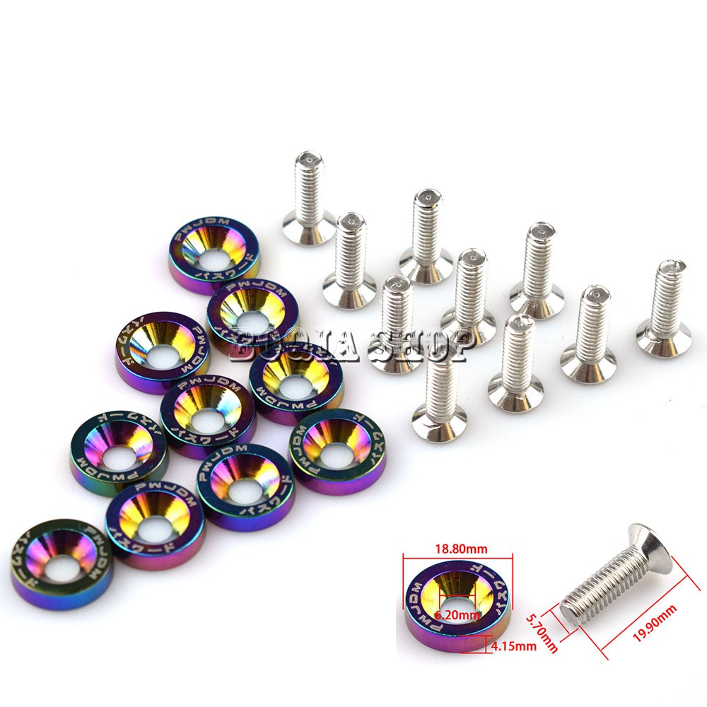 FENDER Set 10 Ốc Vít m6 jdm Cho Xe Ô Tô