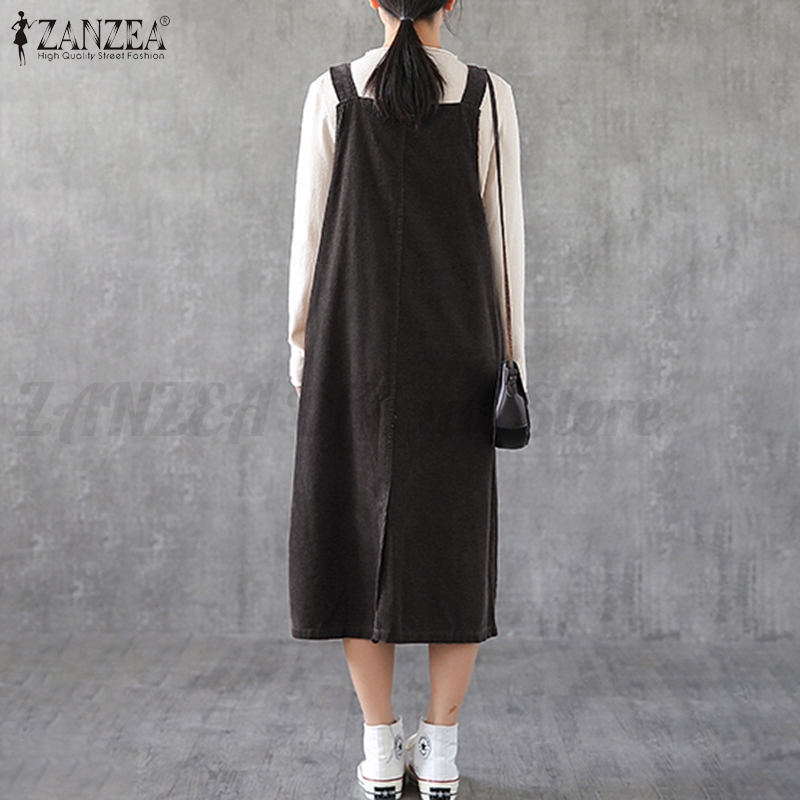 ZANZEA Đầm yếm cổ V kiểu xẻ sâu xinh xắn hợp thời trang cho nữ | BigBuy360 - bigbuy360.vn