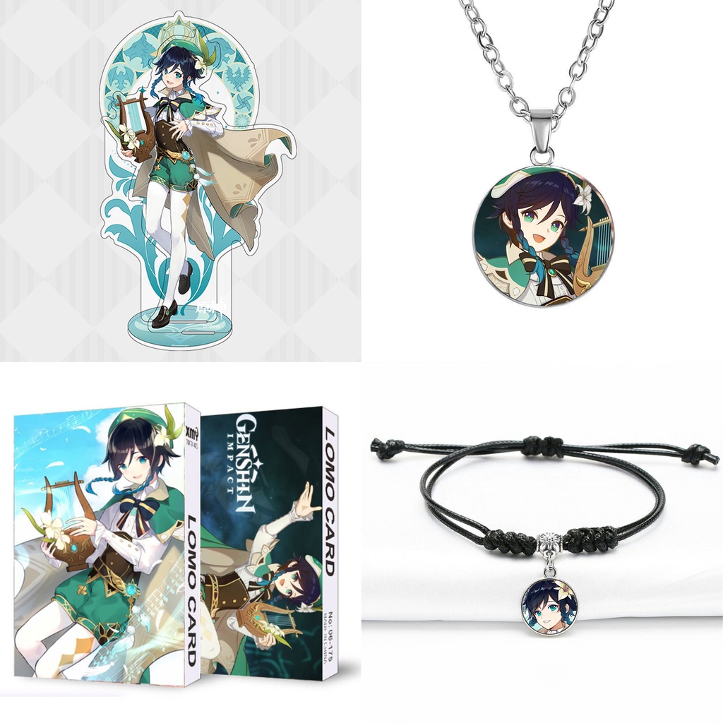 (ngẫu nhiên) COMBO 4 món nhân vật VENTI game GENSHIN IMPACT standee lomo dây chuyền vòng tay anime chibi