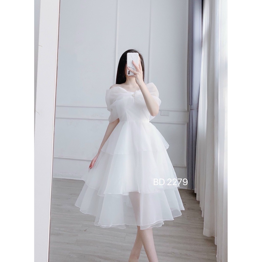 Váy tơ tằm nơ ngực xếp tầng-By Băng Di Boutique | BigBuy360 - bigbuy360.vn