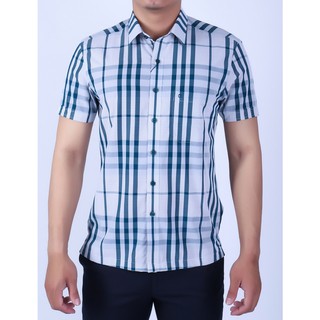 Áo sơ mi ngắn tay nam Owen xanh lá caro - BA91504NT