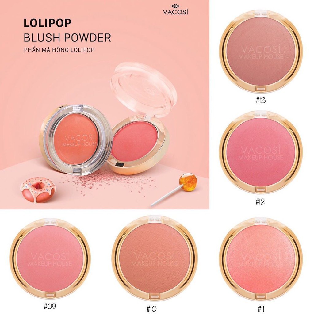 [HÀNG CHÍNH HÃNG] Phấn Má Hồng Dạng Hộp Vacosi LOLIPOP BLUSH POWDER 5g