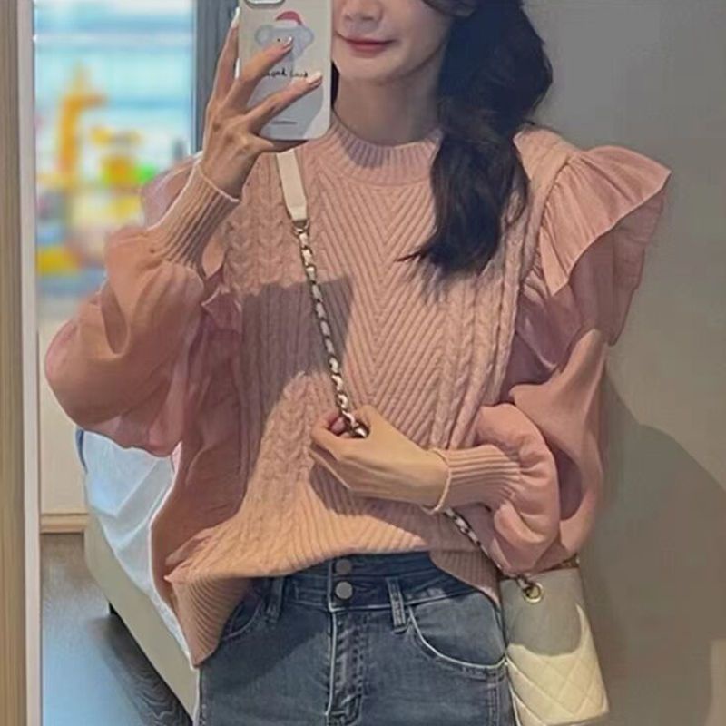 Áo Sweater Phối Bèo Nhún Thời Trang Cho Nữ  tao bao