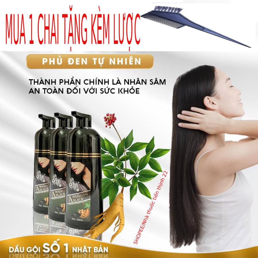 Dầu Gội Phủ Bạc SIN HAIR - TẶNG KÈM LƯỢC - Dầu gội phủ bạc nhân sâm từ Nhật Bản