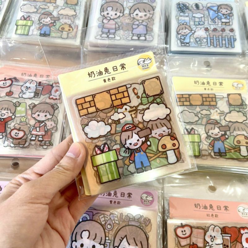 Hộp 20 stickers bé gái Hàn Quốc trang trí sổ planner, bullet journal - DIY sổ