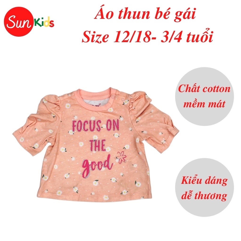 Áo thun cho bé gái, áo phông bé gái chất cotton mềm mát, size 12m - 3/4 tuổi - SUNKIDS1