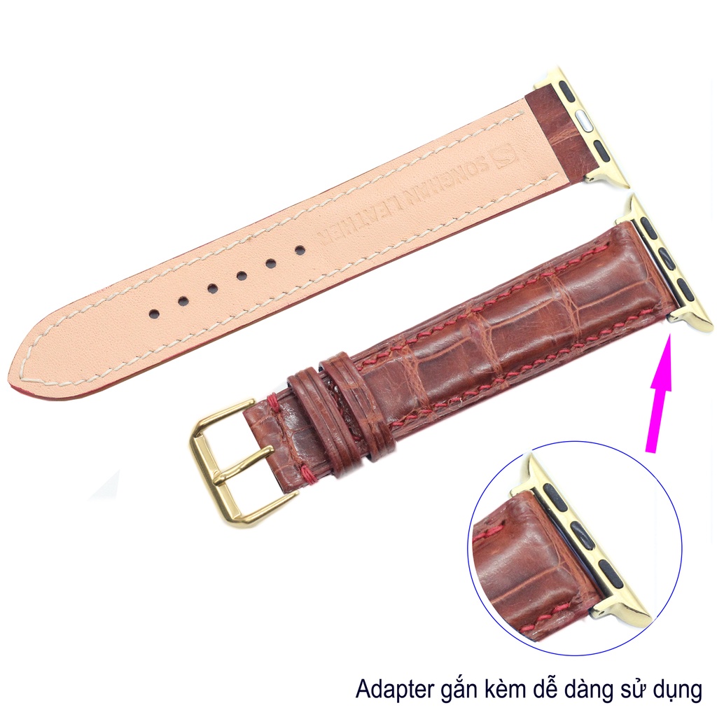 Dây Đeo Thay Thế Apple Watch Songhan Leather AW03.Dây Da Đồng Hồ Cá Sấu Nhiều Màu Dành Cho Apple Watch.BH 6 Tháng