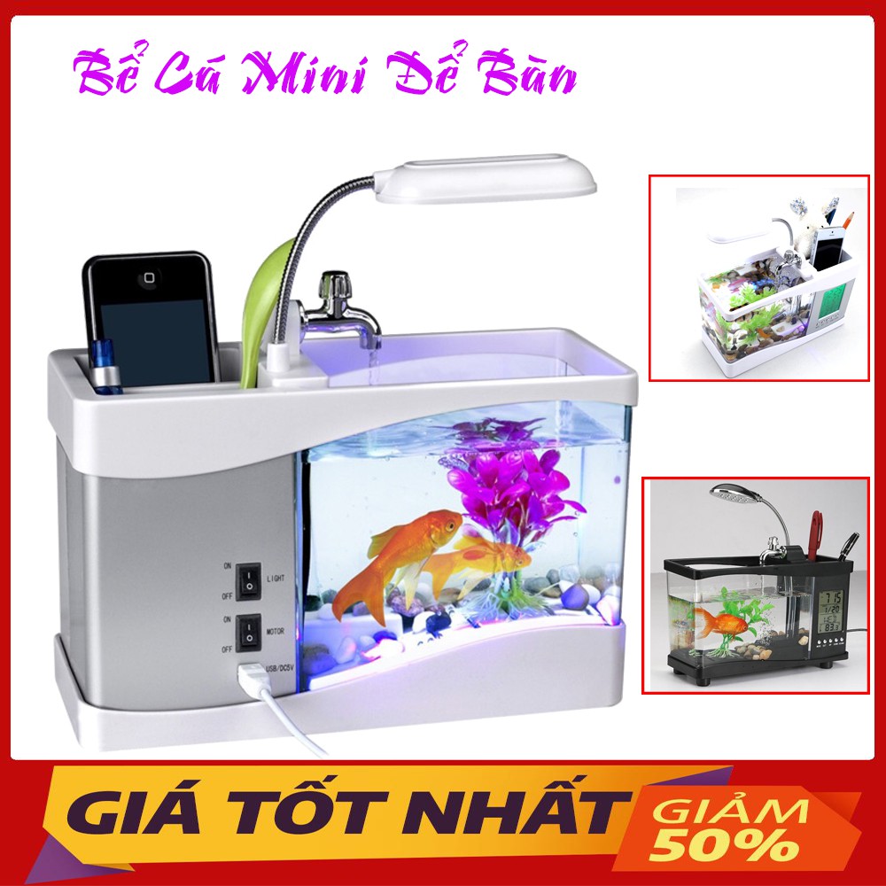 Bế Cá Mini 🚛[FREESHIP] Bể Cá Mini Để Bàn, Có ảnh và Video thật, Đầy đủ phụ kiện, Bảo hành 6 tháng