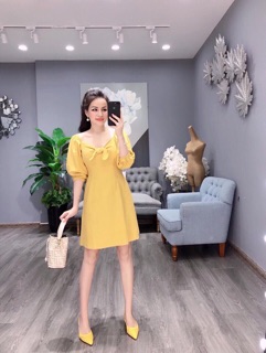 Váy đũi cổ nơ tay bồng