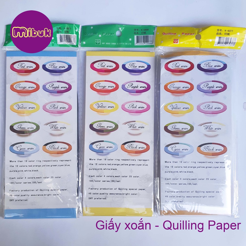 Giấy xoắn Quiling Paper 33 màu rộng 3mm, 5mm, 10mm Art Wood Card & Gifts