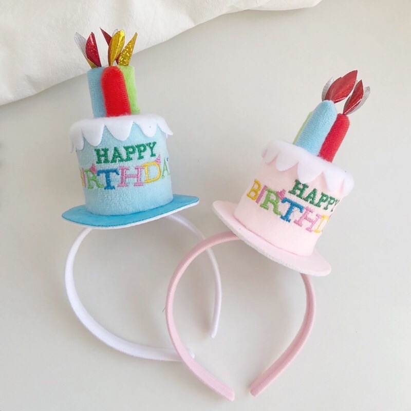 Băng đô hình bánh kem sinh nhật cho bé, bờm cài tóc, phụ kiện chụp hình sinh nhật