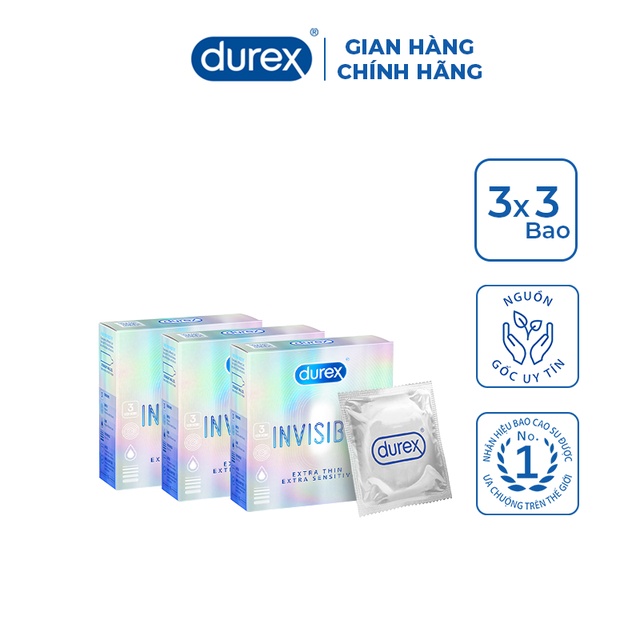 Combo 3 hộp Bao cao su Durex Invisible Extra Thin Extra Sensitive 3 bao