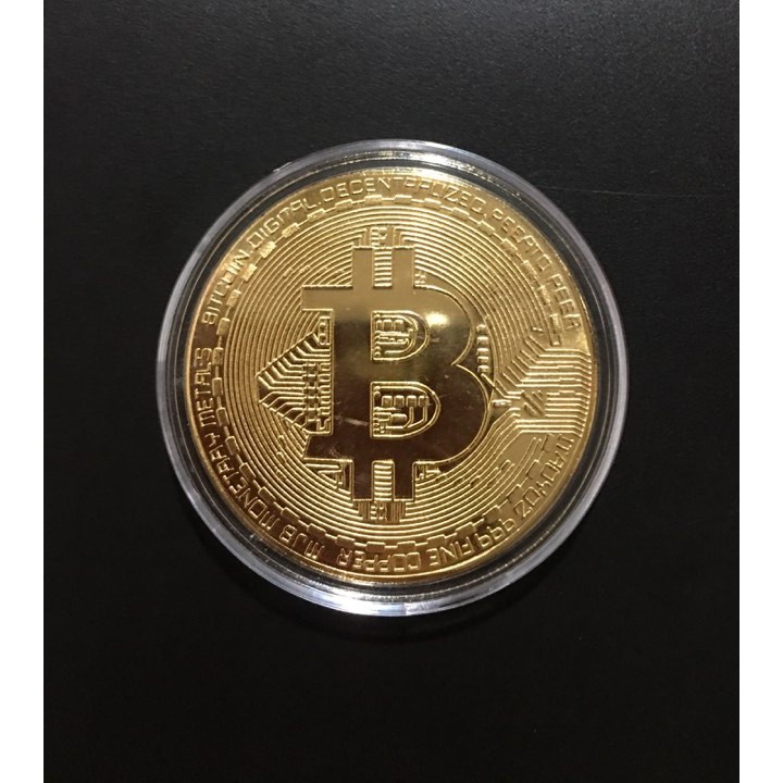 Đồng xu bitcoin mạ vàng lưu niệm, đường kính 40mm + kèm hộp nhựa bảo vệ chống xước