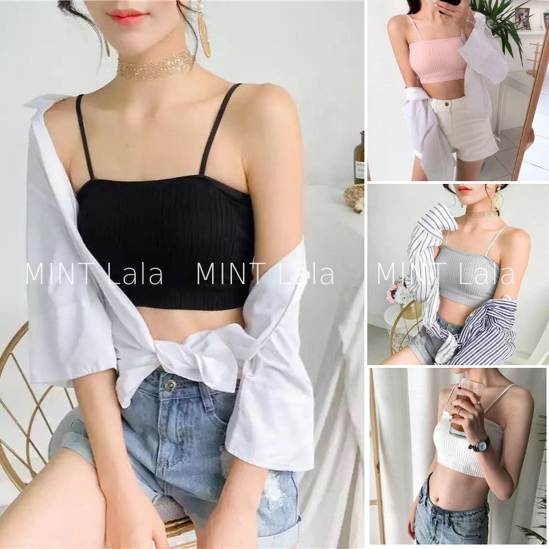 Áo Bra Quây Thun Tăm Hai Dây Mút Vừa - MS2