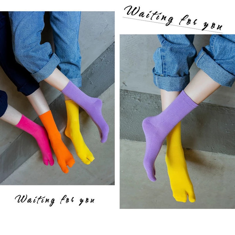 Vớ Cotton Hai Ngón Chống Trượt Hở Ngón Màu Trơn Thời Trang Chất Lượng Cao Thoải Mái Dành Cho Nữ