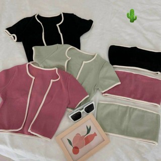 SET ÁO CROPTOP 2 MÓN (ÁO ỐNG + KHOÁC) HOTTREND CỰC ĐẸP