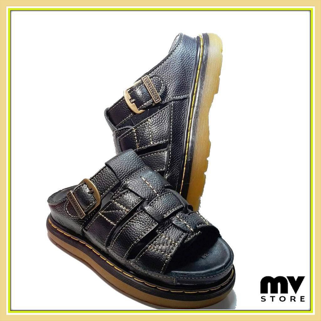 DÉP NAM DA BÒ Dép Nam quai ngang Doctor Dr.Martens da bò cao cấp hàng VNSX - Mã D2