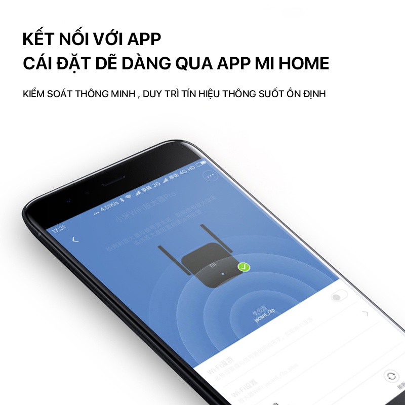 Kích sóng Wifi Xiaomi Repeater PRO băng thông 300 Mbps